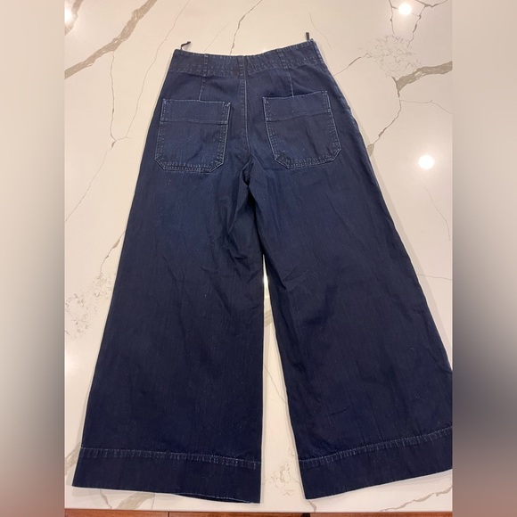 Trendy Goldsign Karla Women Denim Moari Dark Wash High Rise Wide Leg Jeans Sz 27 - Picture 10 of 12